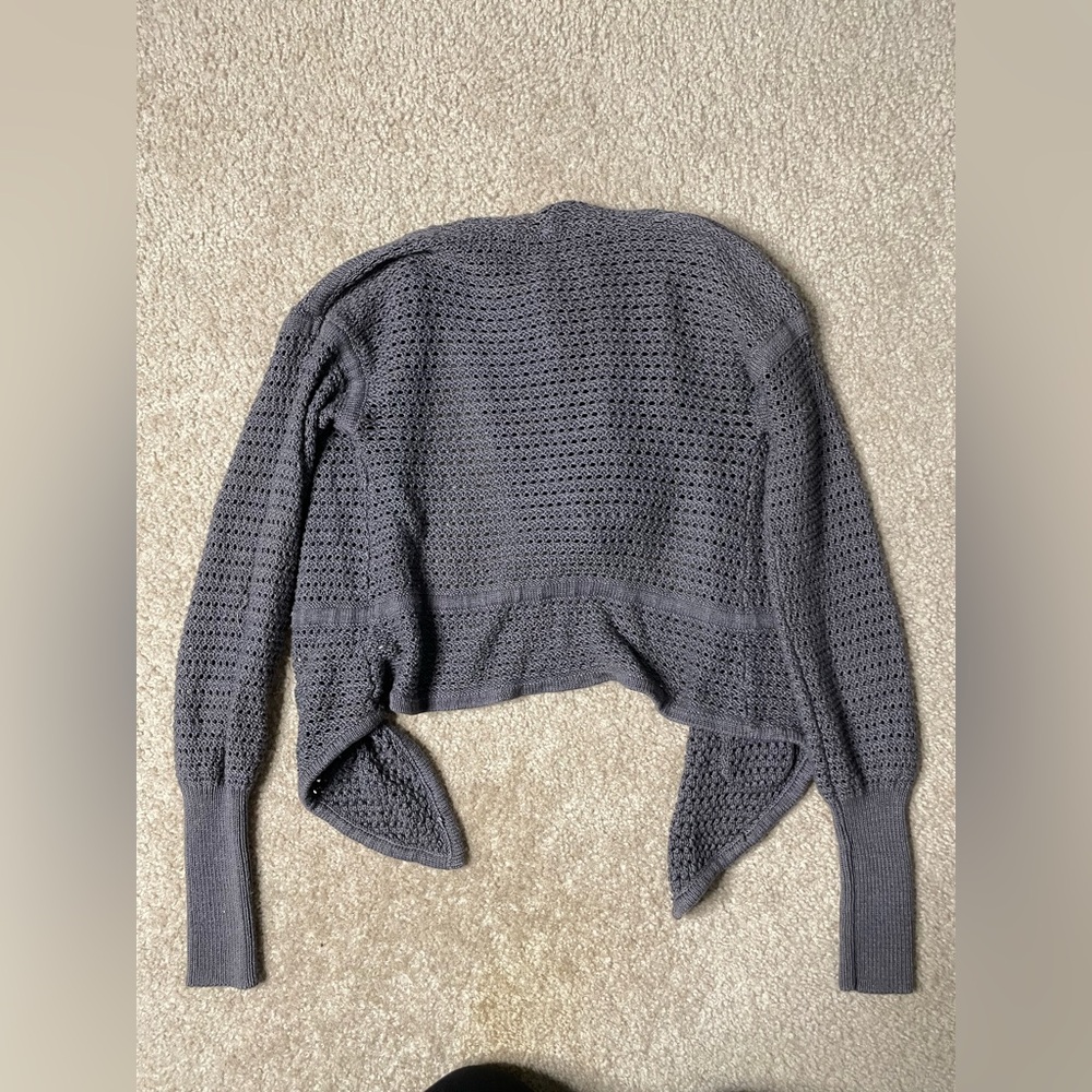 Free People Grey Crochet Knitted Cardigan Sweater - Picture 8 of 8